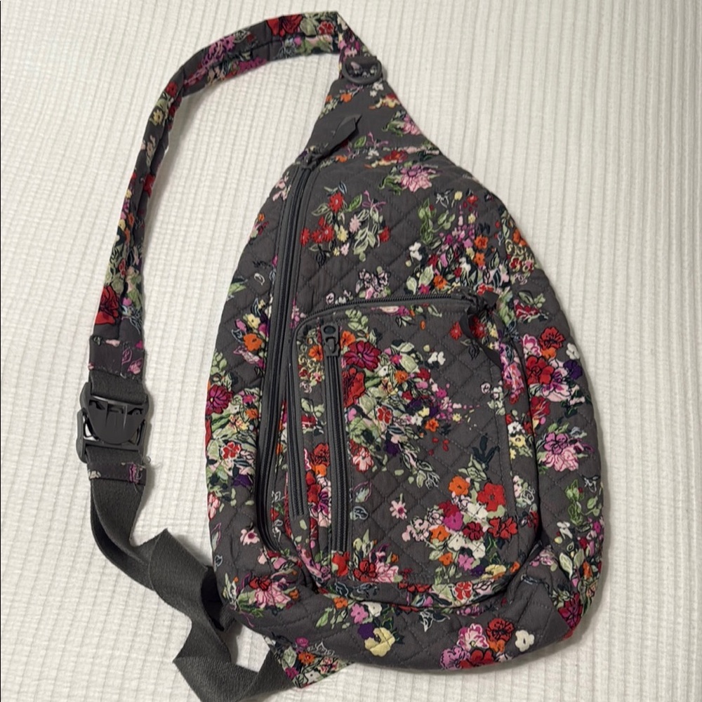 Vera Bradley Gray and Red Backpack with Modern Flair